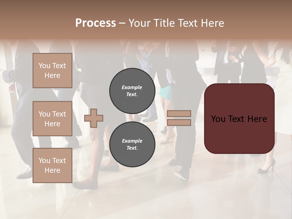 A Group Of People Standing Around Each Other In A Room PowerPoint Template