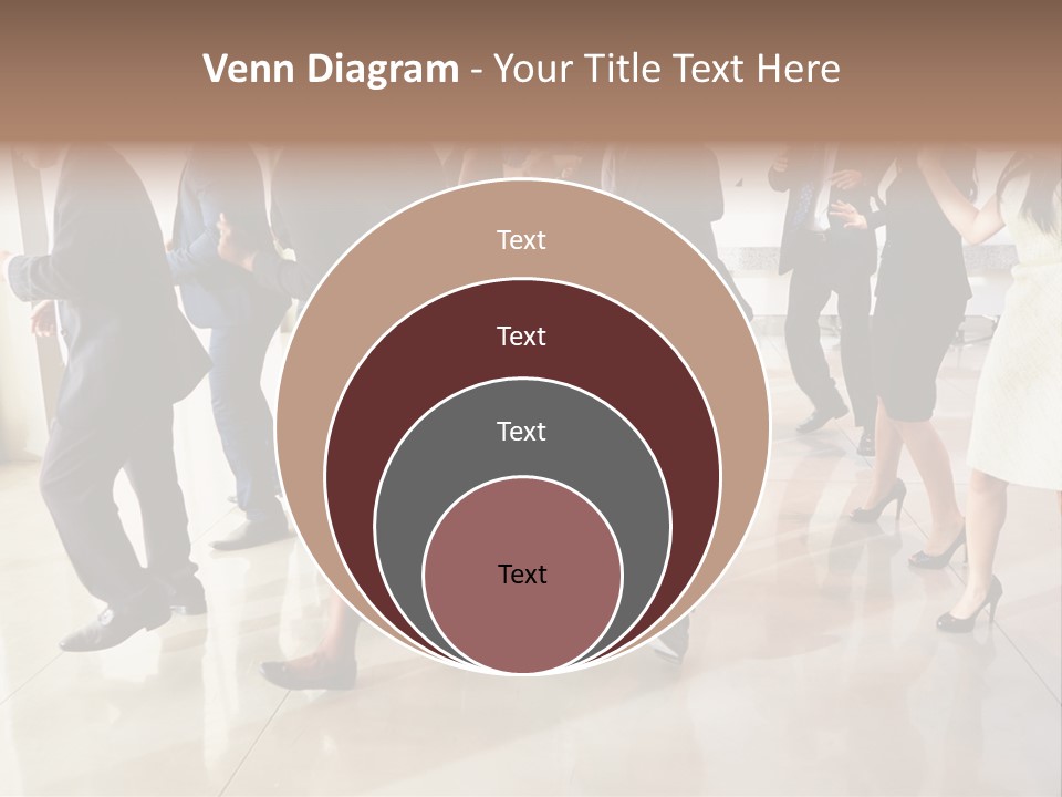 A Group Of People Standing Around Each Other In A Room PowerPoint Template