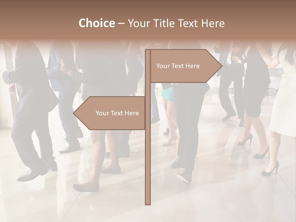 A Group Of People Standing Around Each Other In A Room PowerPoint Template