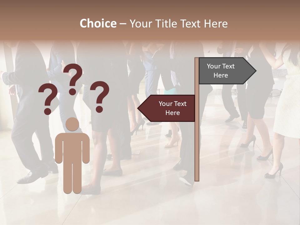 A Group Of People Standing Around Each Other In A Room PowerPoint Template