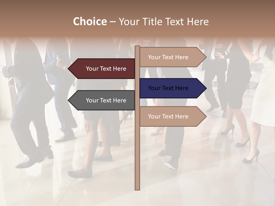 A Group Of People Standing Around Each Other In A Room PowerPoint Template