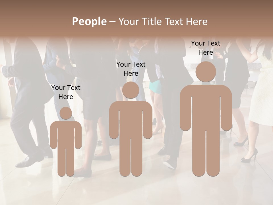 A Group Of People Standing Around Each Other In A Room PowerPoint Template
