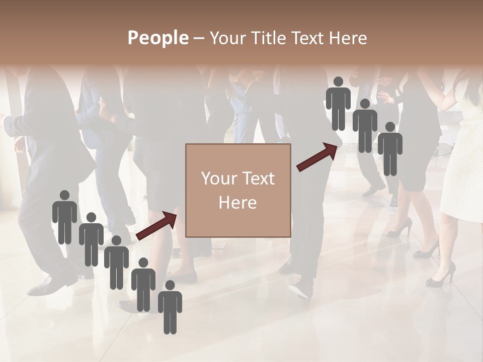 A Group Of People Standing Around Each Other In A Room PowerPoint Template