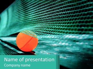 A Tennis Racket Sitting On Top Of A Tennis Court PowerPoint Template