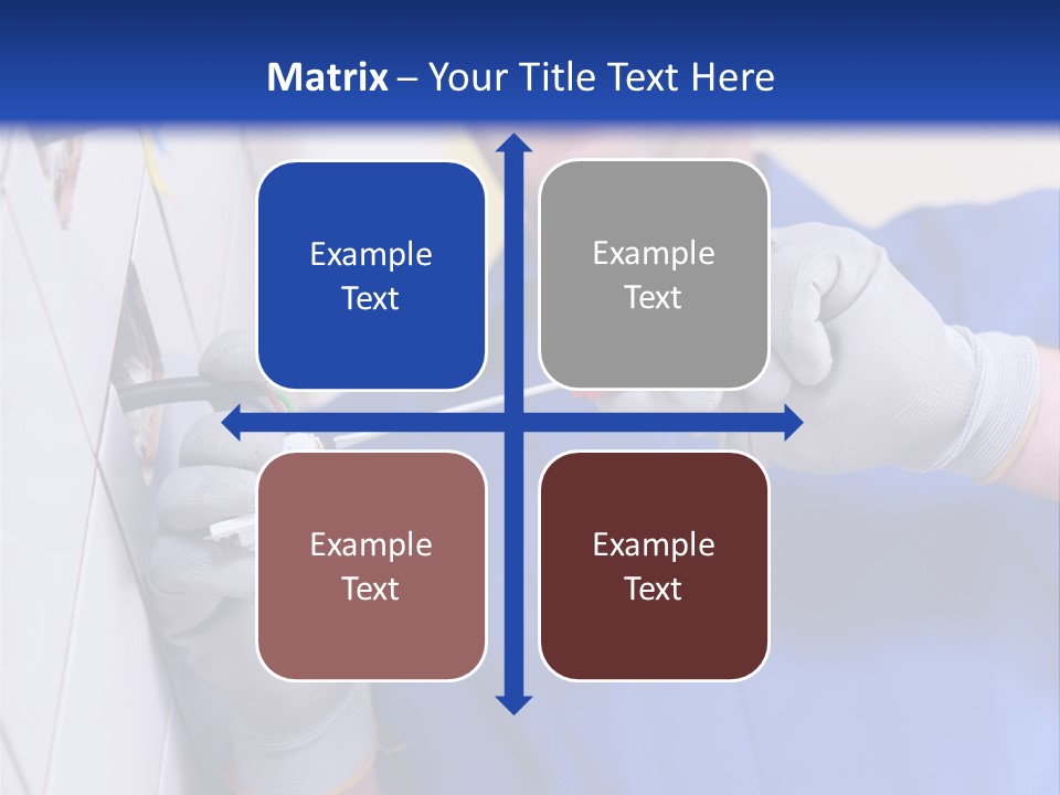 A Man In A Blue Shirt And Hard Hat Working On A Wall PowerPoint Template