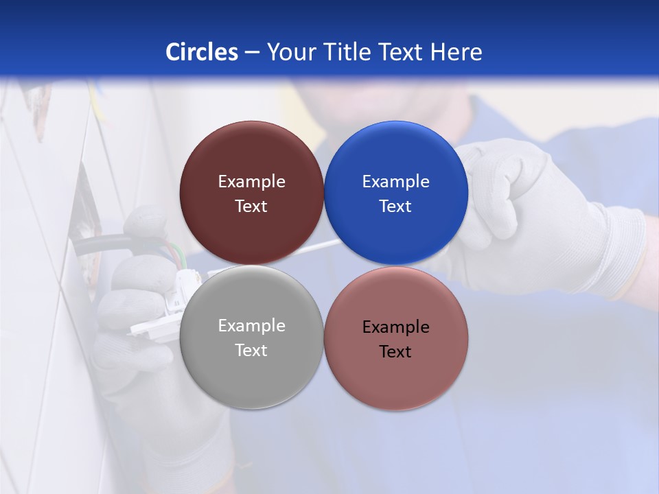 A Man In A Blue Shirt And Hard Hat Working On A Wall PowerPoint Template