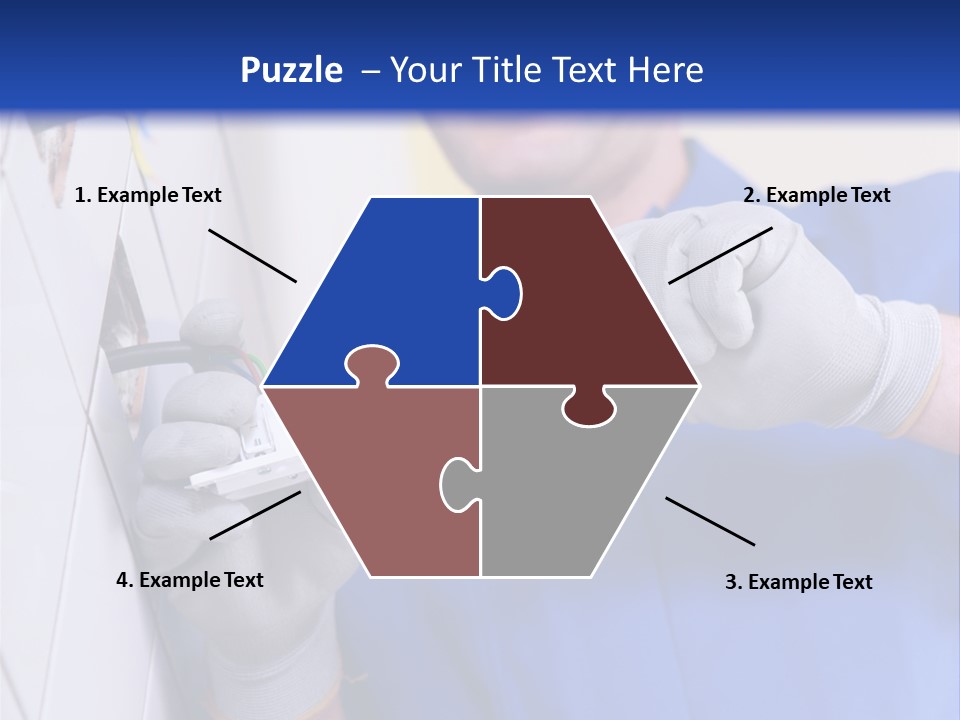 A Man In A Blue Shirt And Hard Hat Working On A Wall PowerPoint Template