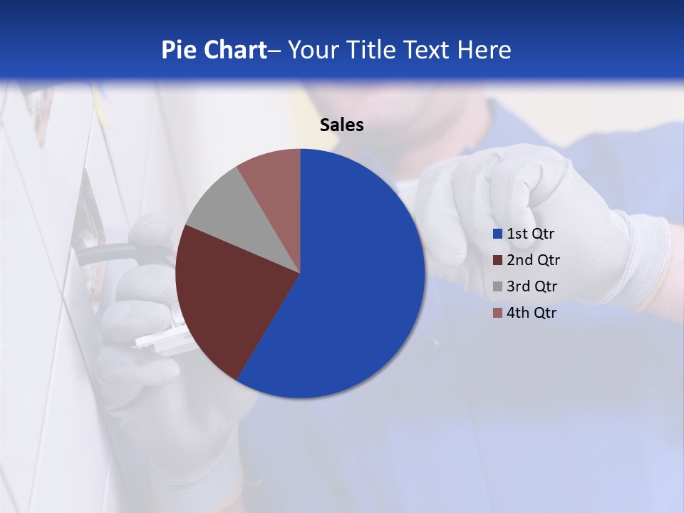A Man In A Blue Shirt And Hard Hat Working On A Wall PowerPoint Template