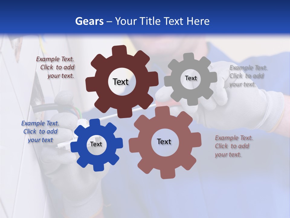 A Man In A Blue Shirt And Hard Hat Working On A Wall PowerPoint Template