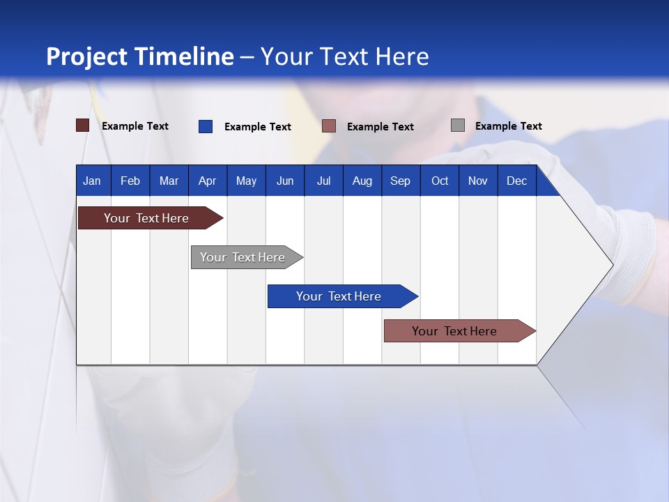 A Man In A Blue Shirt And Hard Hat Working On A Wall PowerPoint Template