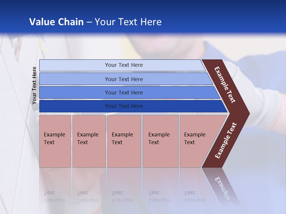 A Man In A Blue Shirt And Hard Hat Working On A Wall PowerPoint Template