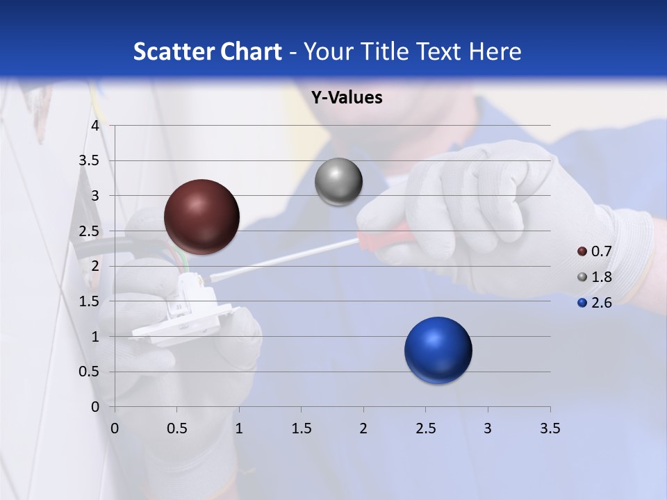 A Man In A Blue Shirt And Hard Hat Working On A Wall PowerPoint Template