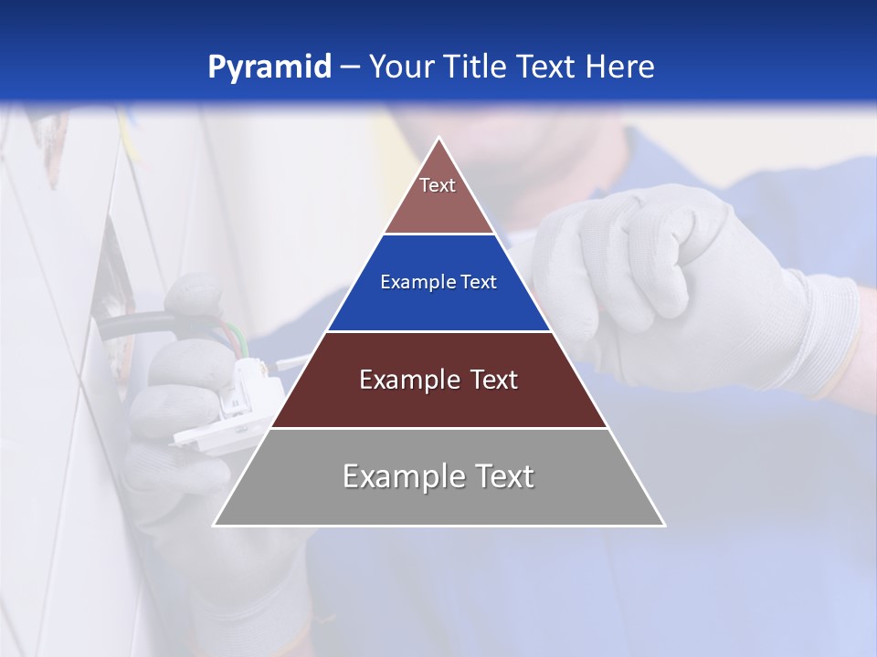 A Man In A Blue Shirt And Hard Hat Working On A Wall PowerPoint Template