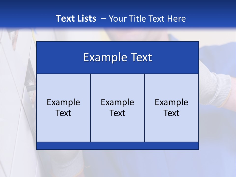 A Man In A Blue Shirt And Hard Hat Working On A Wall PowerPoint Template