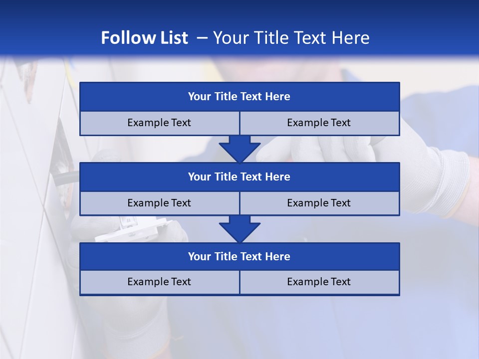 A Man In A Blue Shirt And Hard Hat Working On A Wall PowerPoint Template