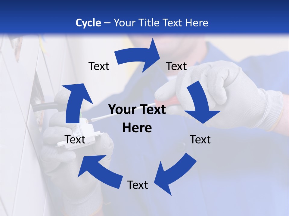 A Man In A Blue Shirt And Hard Hat Working On A Wall PowerPoint Template