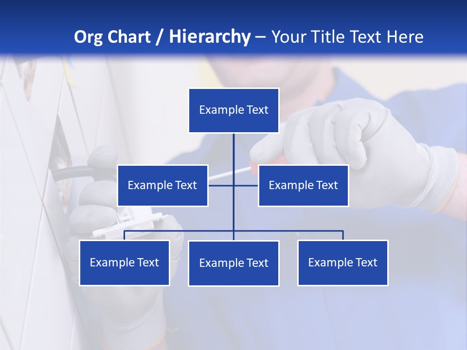 A Man In A Blue Shirt And Hard Hat Working On A Wall PowerPoint Template