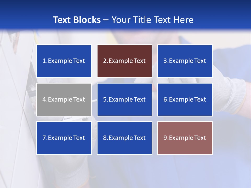 A Man In A Blue Shirt And Hard Hat Working On A Wall PowerPoint Template