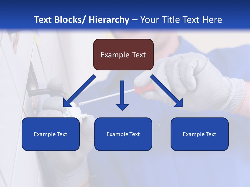 A Man In A Blue Shirt And Hard Hat Working On A Wall PowerPoint Template