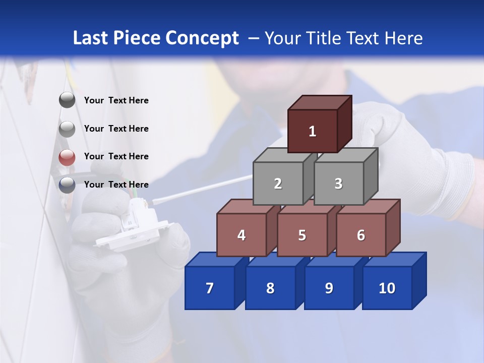 A Man In A Blue Shirt And Hard Hat Working On A Wall PowerPoint Template