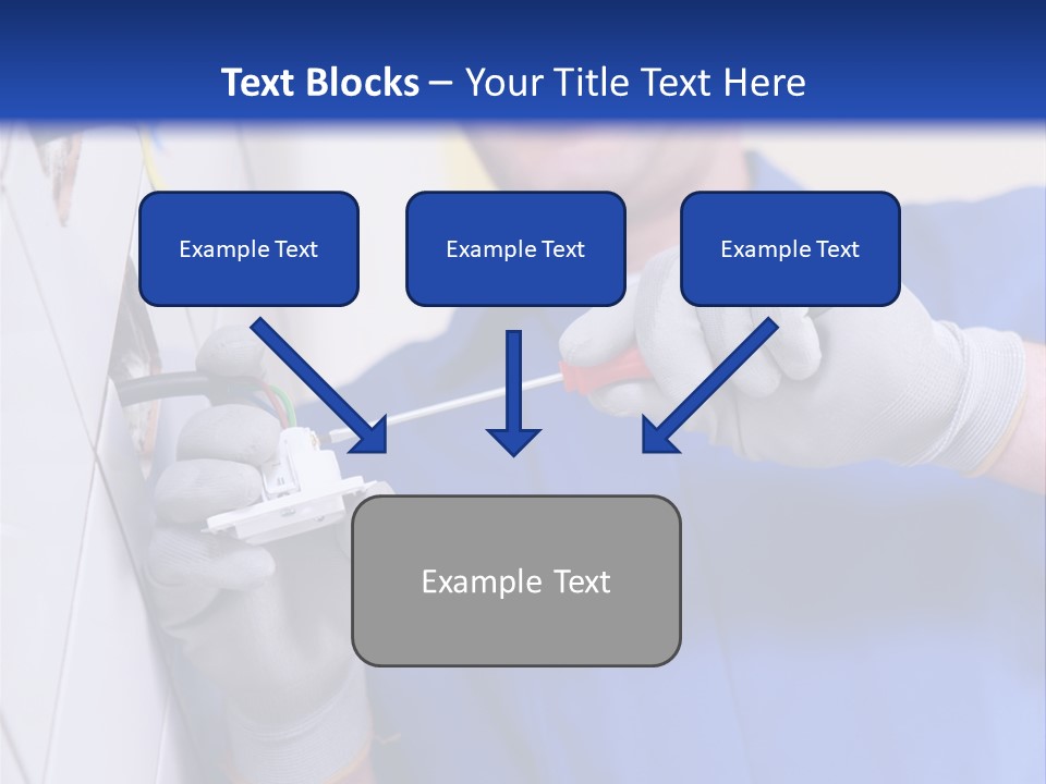 A Man In A Blue Shirt And Hard Hat Working On A Wall PowerPoint Template