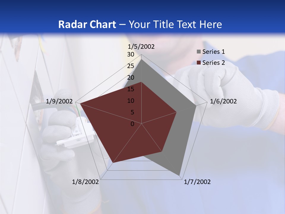 A Man In A Blue Shirt And Hard Hat Working On A Wall PowerPoint Template