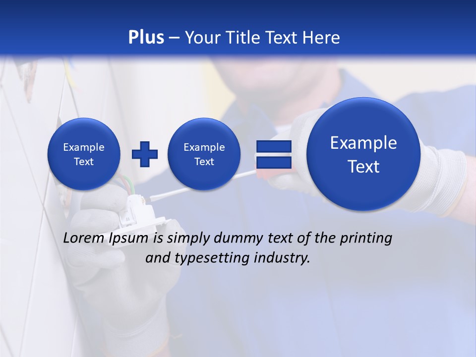 A Man In A Blue Shirt And Hard Hat Working On A Wall PowerPoint Template