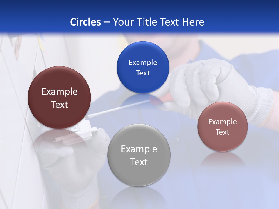 A Man In A Blue Shirt And Hard Hat Working On A Wall PowerPoint Template