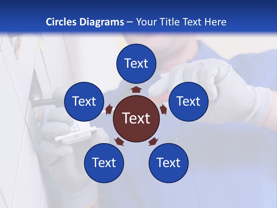 A Man In A Blue Shirt And Hard Hat Working On A Wall PowerPoint Template