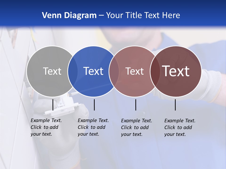 A Man In A Blue Shirt And Hard Hat Working On A Wall PowerPoint Template