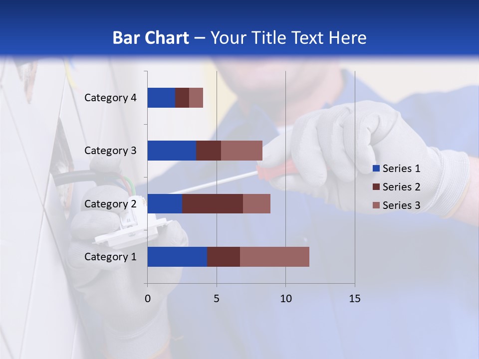 A Man In A Blue Shirt And Hard Hat Working On A Wall PowerPoint Template