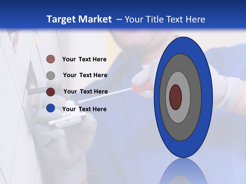 A Man In A Blue Shirt And Hard Hat Working On A Wall PowerPoint Template