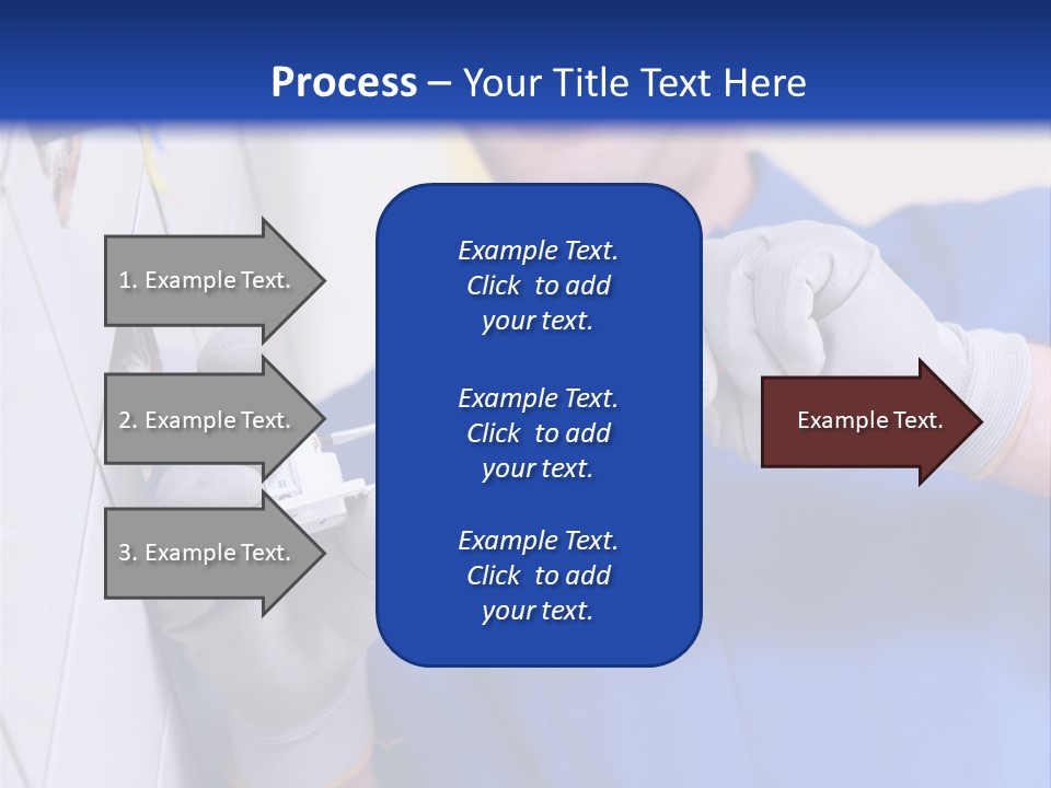 A Man In A Blue Shirt And Hard Hat Working On A Wall PowerPoint Template