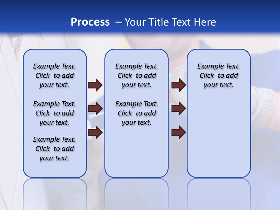 A Man In A Blue Shirt And Hard Hat Working On A Wall PowerPoint Template