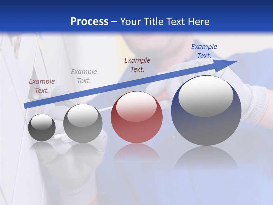 A Man In A Blue Shirt And Hard Hat Working On A Wall PowerPoint Template