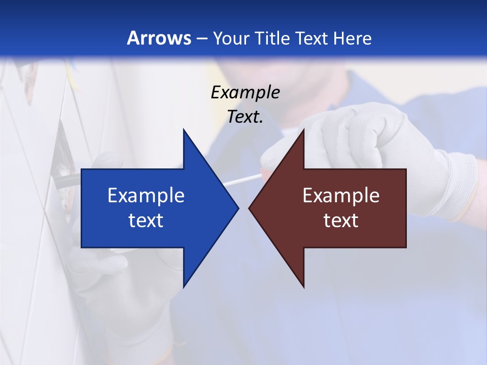 A Man In A Blue Shirt And Hard Hat Working On A Wall PowerPoint Template