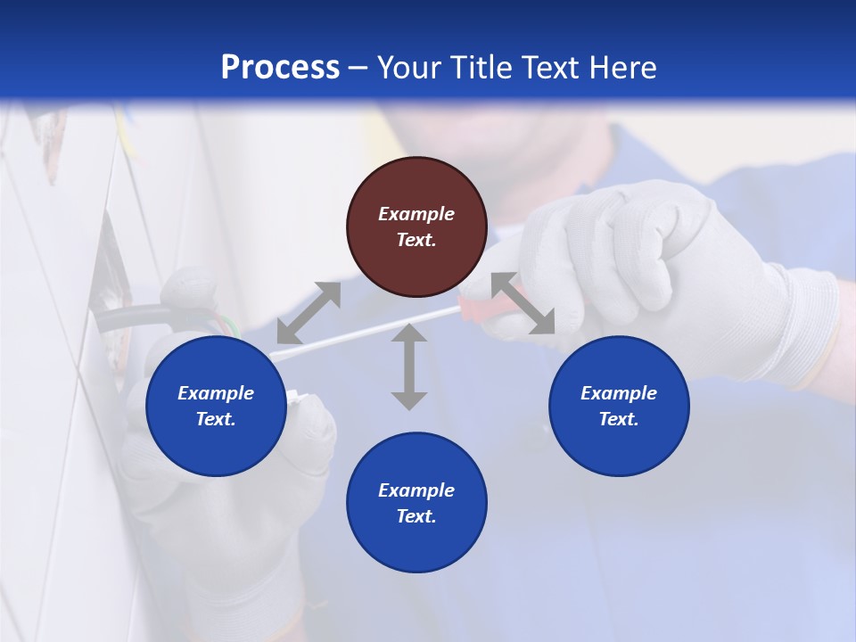 A Man In A Blue Shirt And Hard Hat Working On A Wall PowerPoint Template