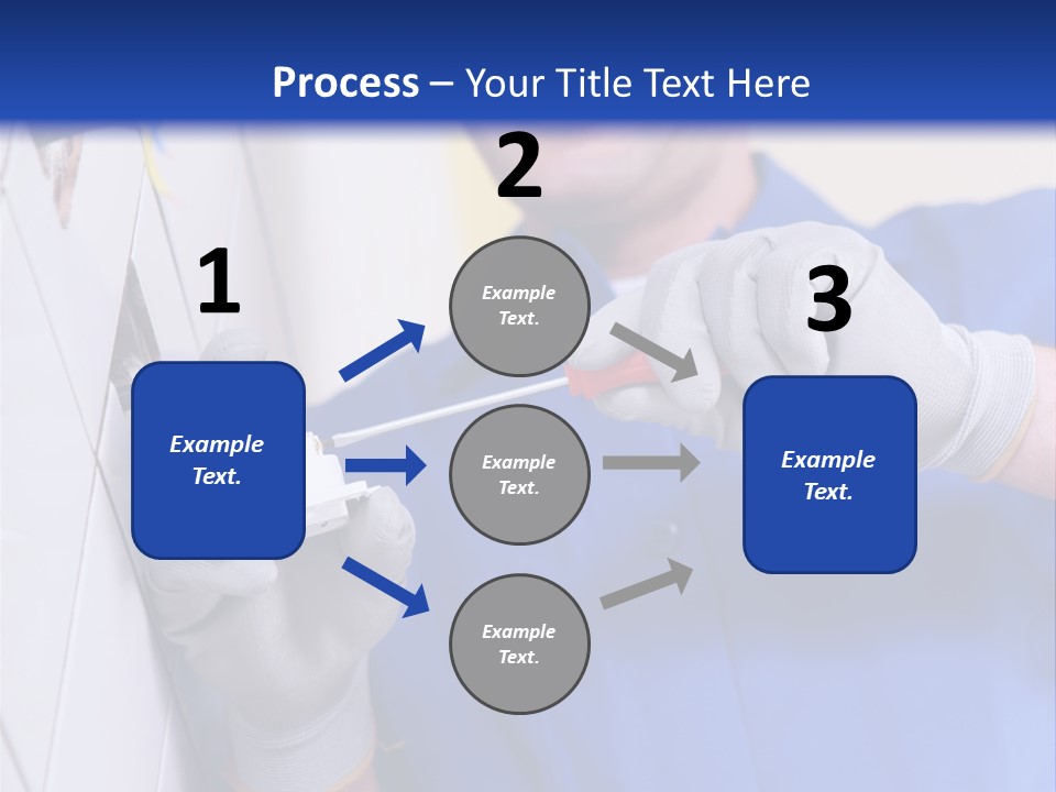 A Man In A Blue Shirt And Hard Hat Working On A Wall PowerPoint Template
