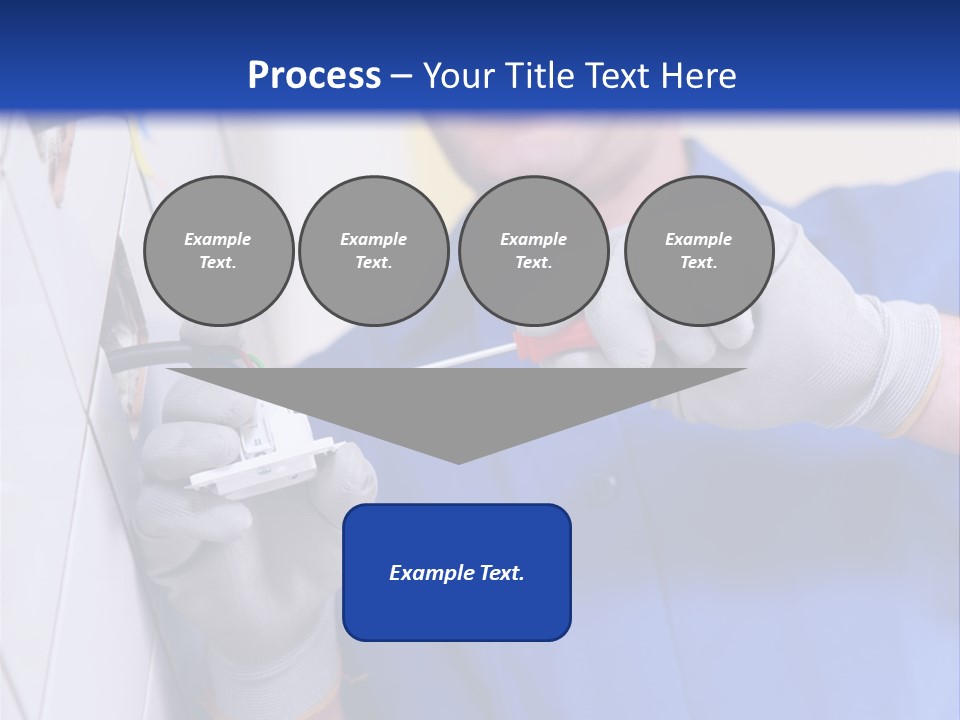 A Man In A Blue Shirt And Hard Hat Working On A Wall PowerPoint Template