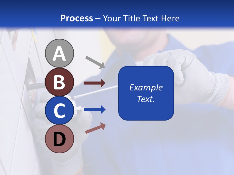 A Man In A Blue Shirt And Hard Hat Working On A Wall PowerPoint Template