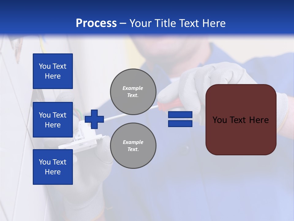 A Man In A Blue Shirt And Hard Hat Working On A Wall PowerPoint Template