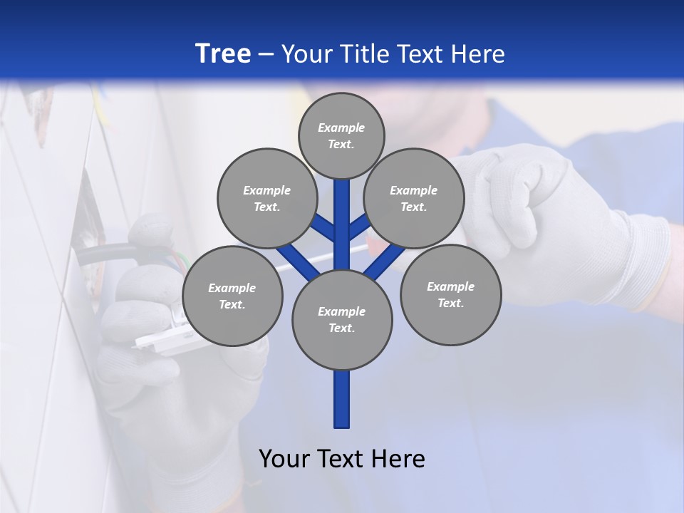 A Man In A Blue Shirt And Hard Hat Working On A Wall PowerPoint Template