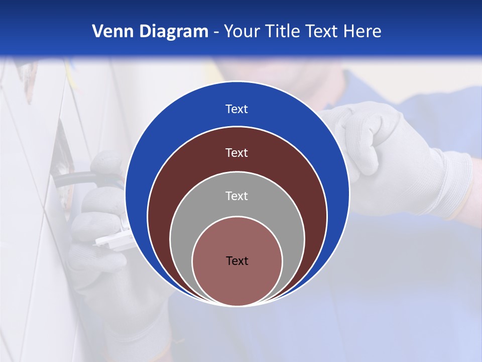 A Man In A Blue Shirt And Hard Hat Working On A Wall PowerPoint Template