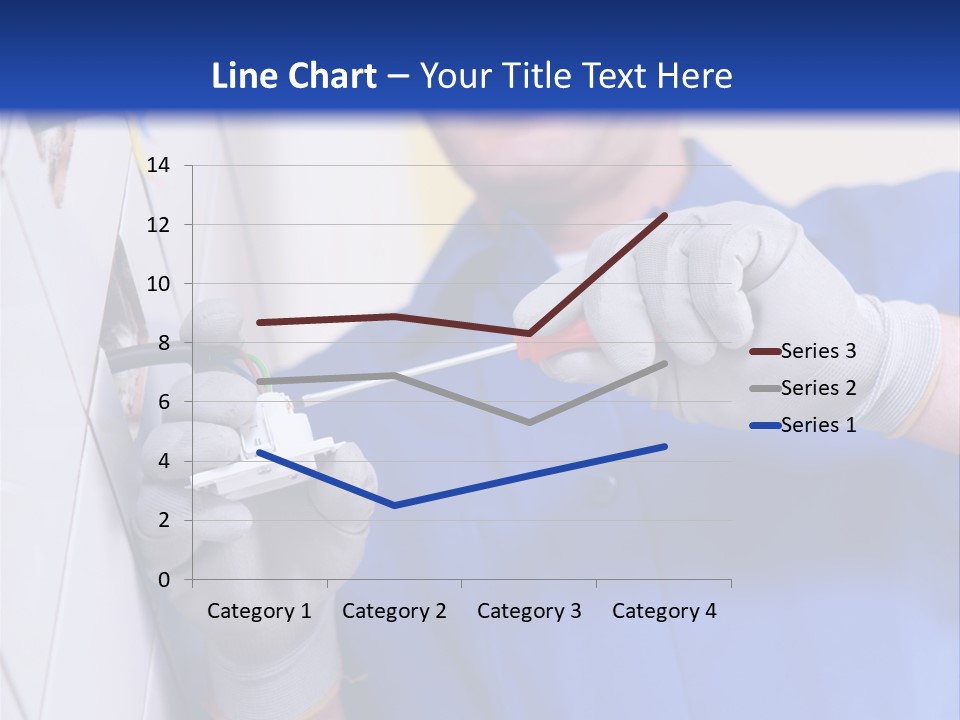 A Man In A Blue Shirt And Hard Hat Working On A Wall PowerPoint Template