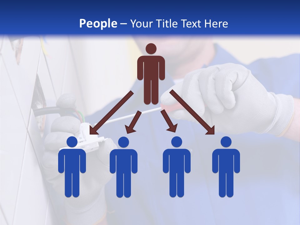 A Man In A Blue Shirt And Hard Hat Working On A Wall PowerPoint Template