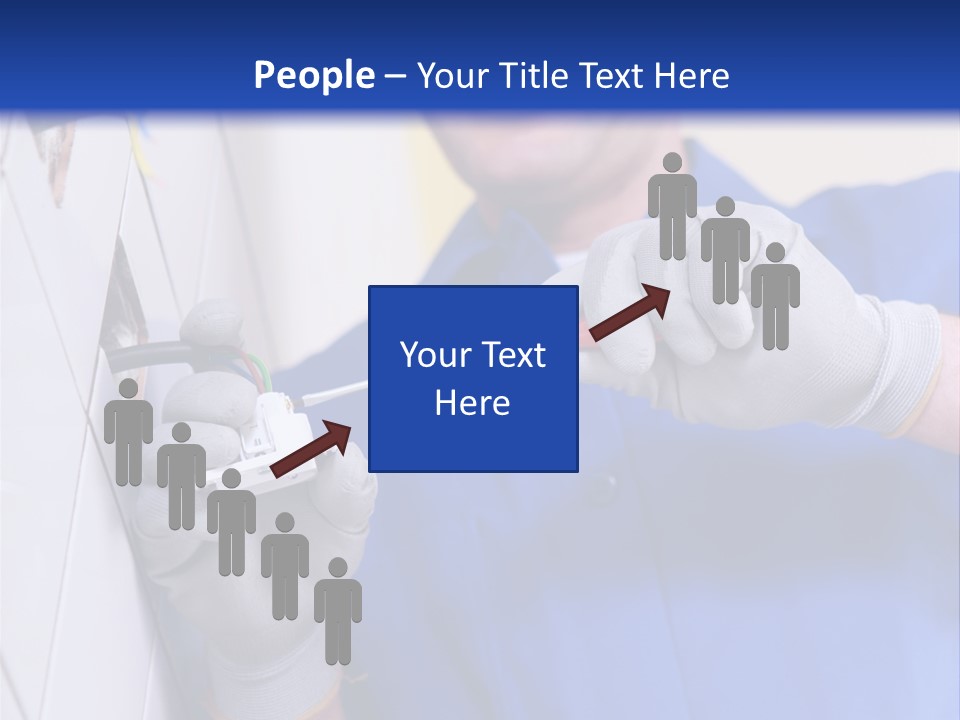 A Man In A Blue Shirt And Hard Hat Working On A Wall PowerPoint Template