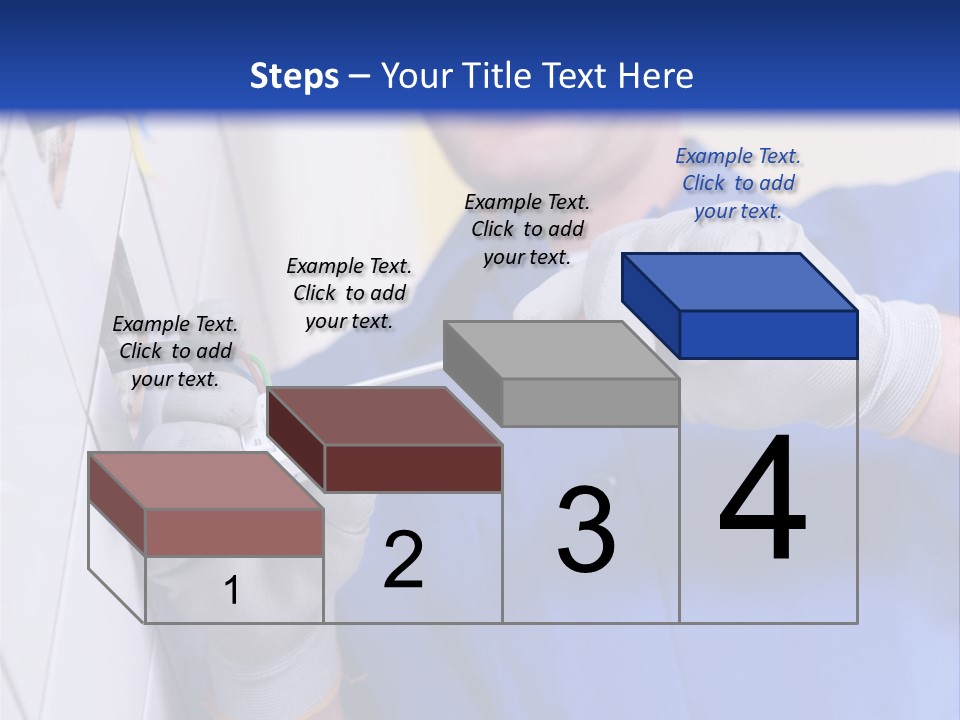 A Man In A Blue Shirt And Hard Hat Working On A Wall PowerPoint Template