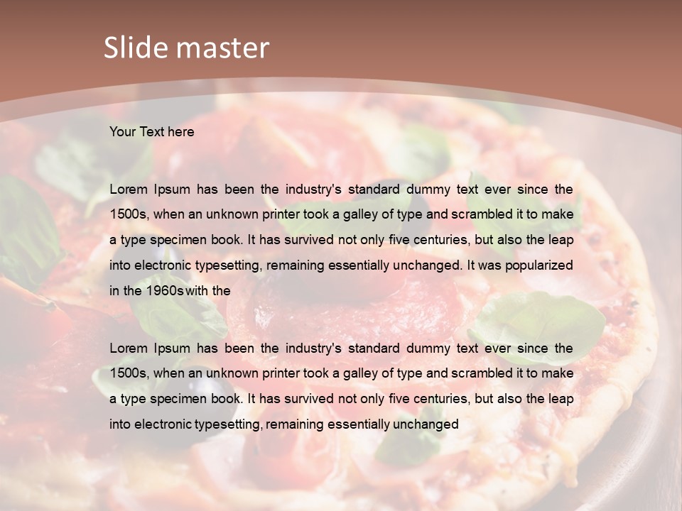 A Pizza With Olives And Pepperoni On It PowerPoint Template