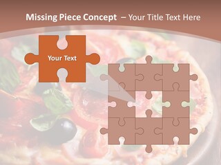 A Pizza With Olives And Pepperoni On It PowerPoint Template