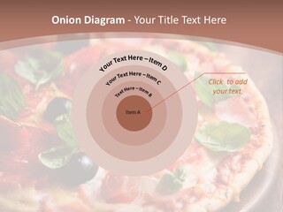 A Pizza With Olives And Pepperoni On It PowerPoint Template